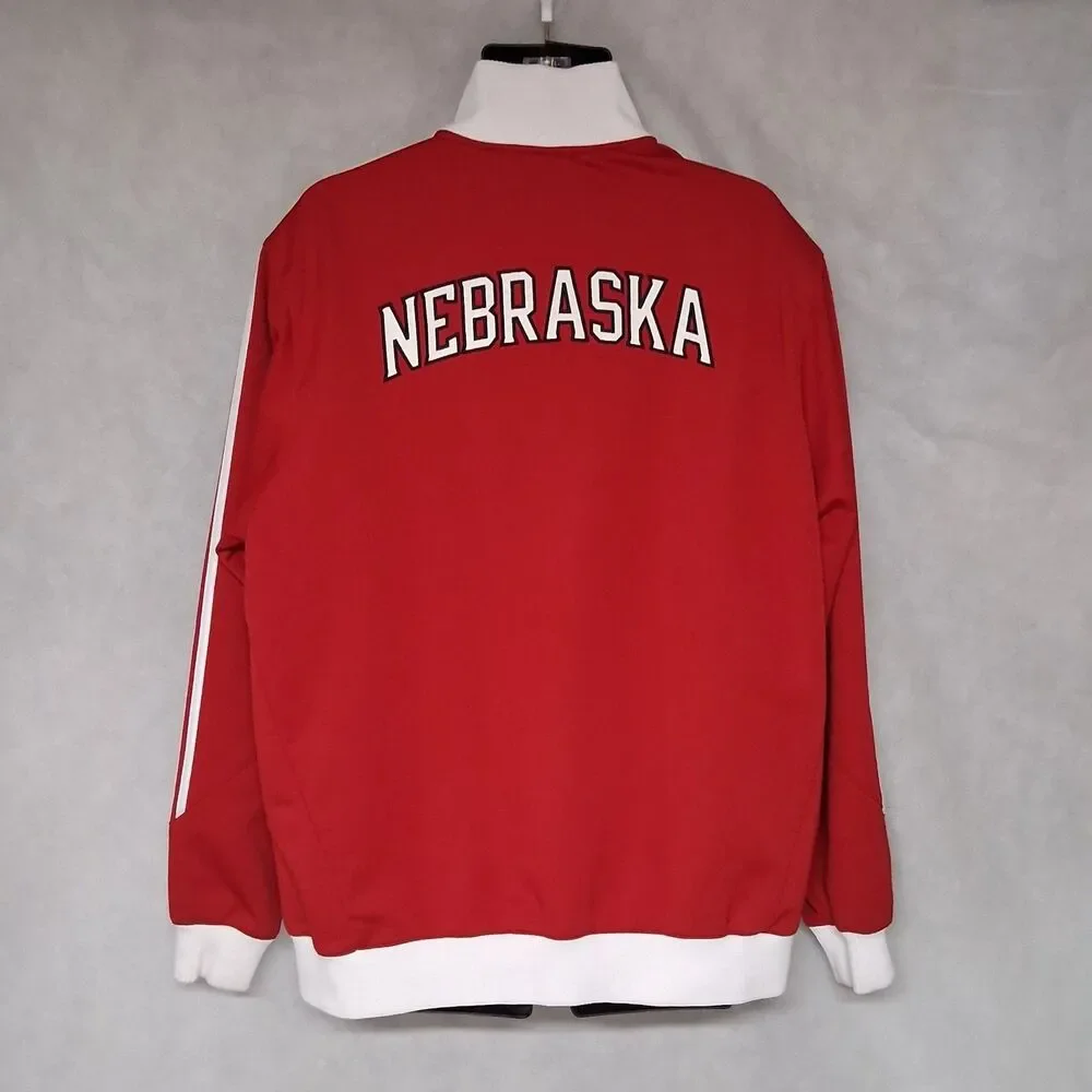 Adidas Nebraska Cornhuskers Track Jacket Men's Large Red Full Zip